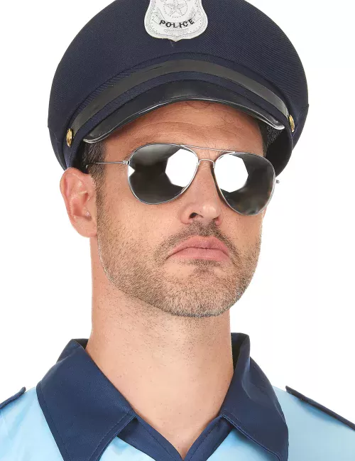 Photo du produit Lunettes noires d'aviateur contour argent adulte