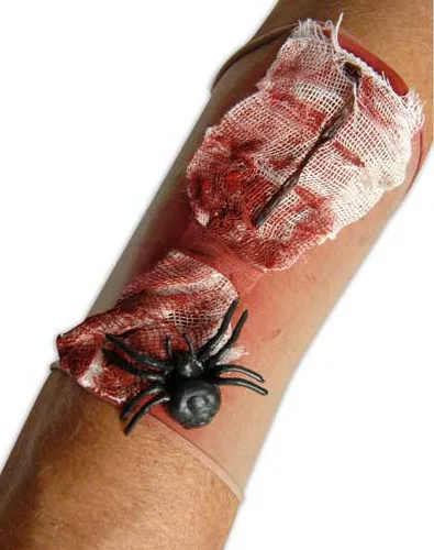 Photo du produit Manchon plaie ensanglantée avec araignée adulte Halloween
