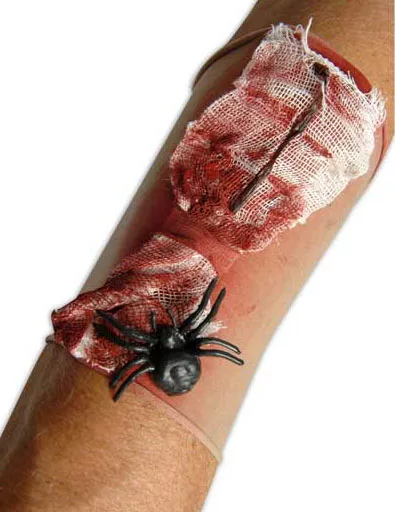 Photo du produit Manchon plaie ensanglantée avec araignée adulte Halloween