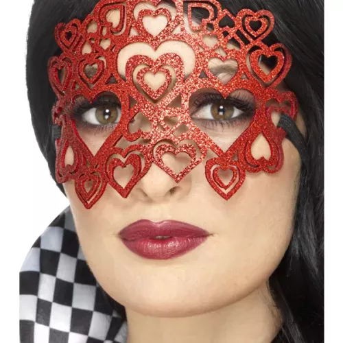 Photo du produit Masque à paillettes coeurs rouges adulte