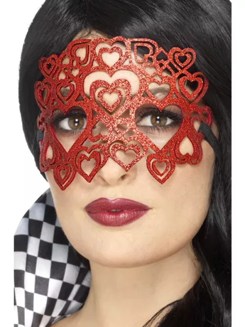 Photo du produit Masque à paillettes coeurs rouges adulte