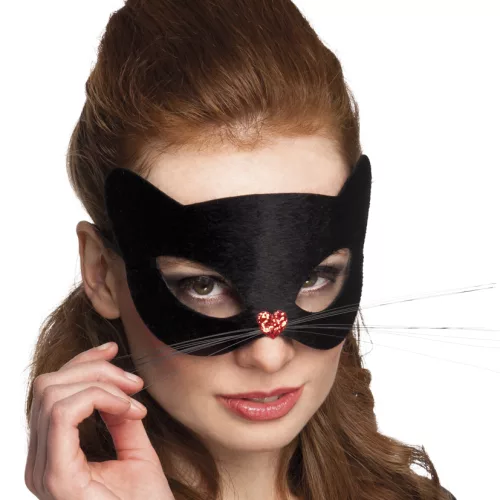 Photo du produit Masque chat noir avec nez coeur femme