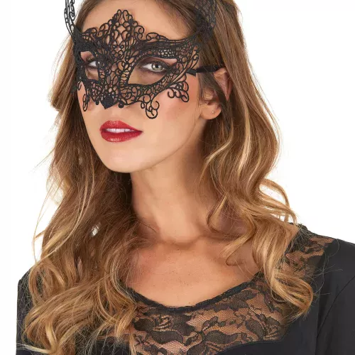 Photo du produit Masque vénitien dentelle noir femme