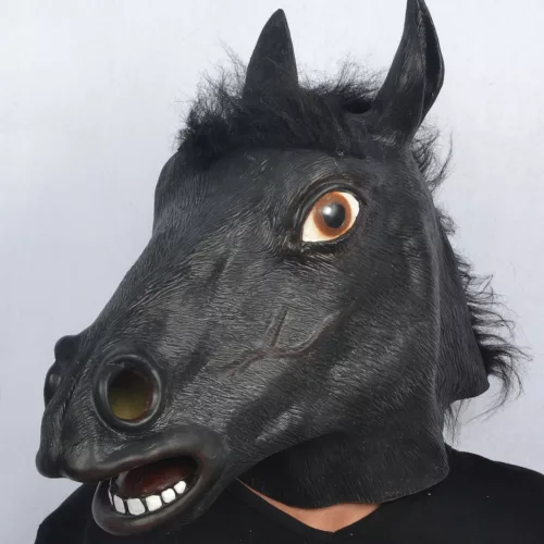 Photo du produit Masque latex tête de cheval noir adulte