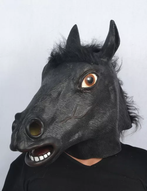 Photo du produit Masque latex tête de cheval noir adulte