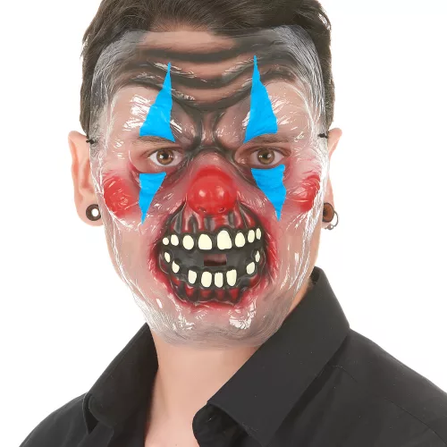 Photo du produit Masque transparent clown effrayant bicolore adulte