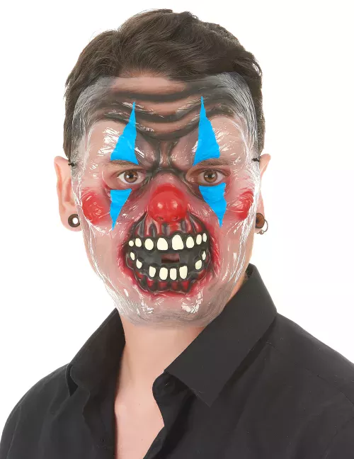 Photo du produit Masque transparent clown effrayant bicolore adulte