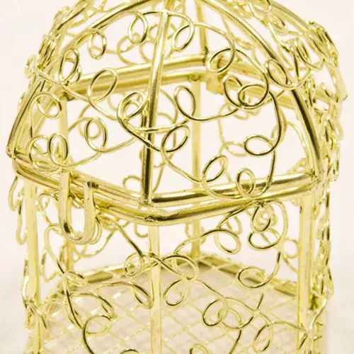 Photo du produit Mini cage à oiseaux en métal doré 5,5 x 4,5 cm