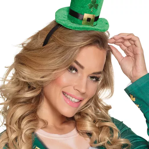 Photo du produit Mini chapeau haut de forme avec boucle dorée adulte Saint Patrick