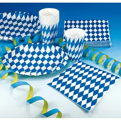 Photo du produit Lot de 20 serviettes décoratives pour fête bavaroise en bleu et blanc