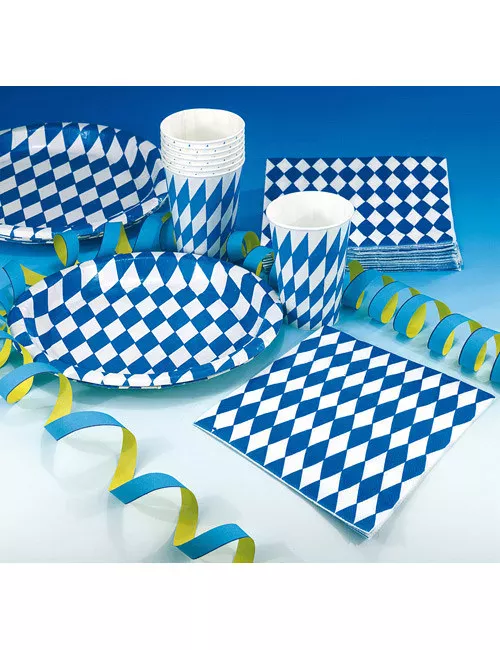 Photo du produit Lot de 20 serviettes décoratives pour fête bavaroise en bleu et blanc