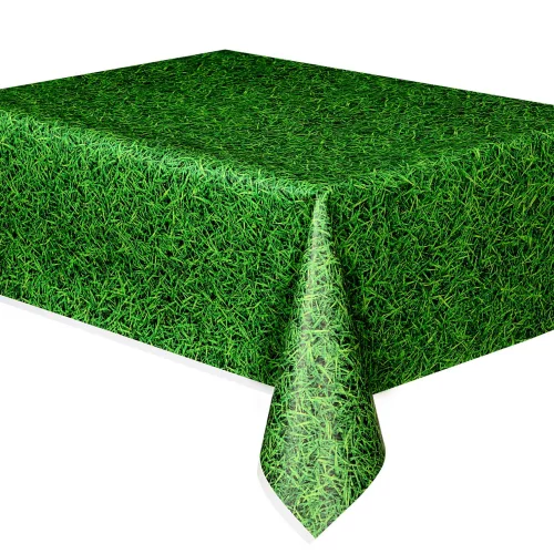 Photo du produit Nappe verte en plastique effet herbe 137 x 274 cm