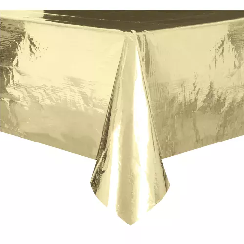 Photo du produit Nappe plastique métallisée or 137 x 274 cm