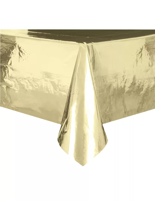 Photo du produit Nappe plastique métallisée or 137 x 274 cm