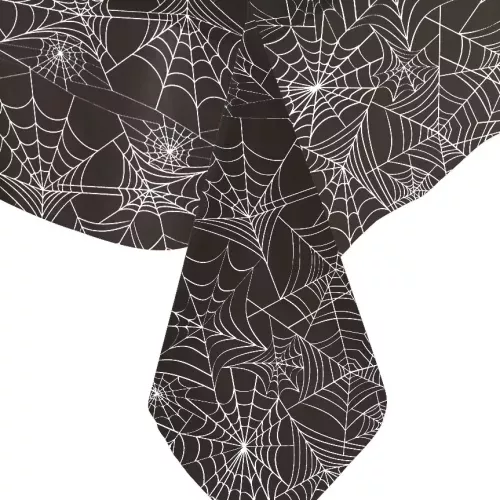 Photo du produit Nappe noire toiles d'araignées en plastique 137 x 213 cm