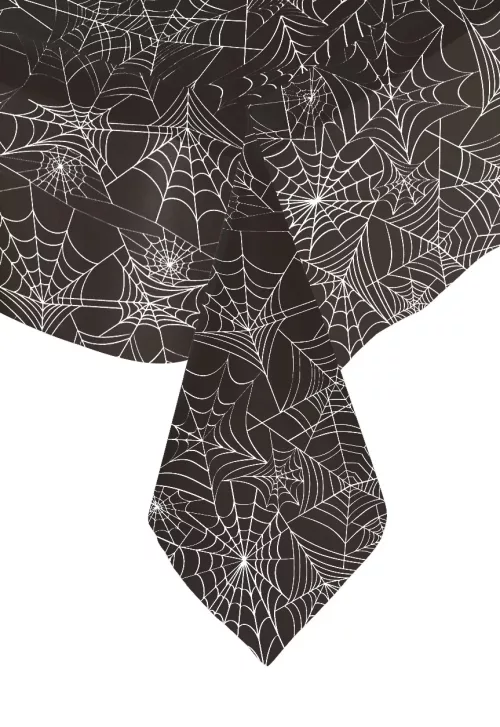Photo du produit Nappe noire toiles d'araignées en plastique 137 x 213 cm
