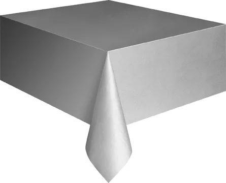 Photo du produit Nappe rectangulaire en plastique argent 137 x 274 cm