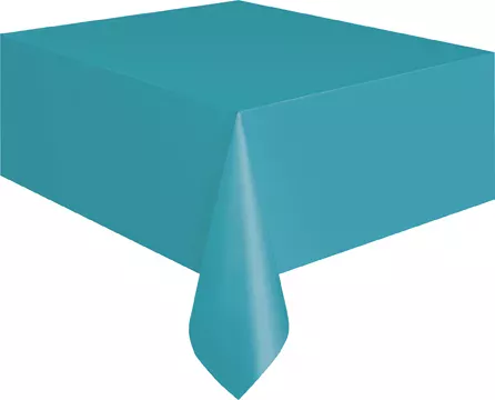Photo du produit Nappe rectangulaire en plastique bleu caraïbe 137 x 274 cm