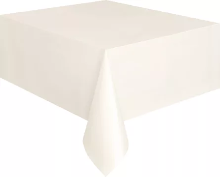 Photo du produit Nappe rectangulaire en plastique ivoire 137 x 274 cm