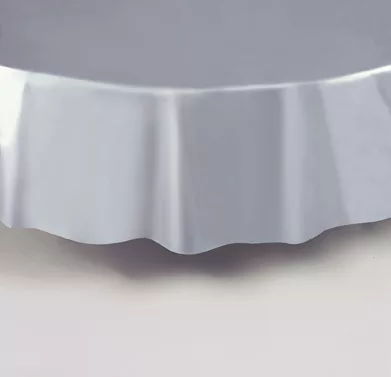Photo du produit Nappe ronde en plastique argent 213 cm