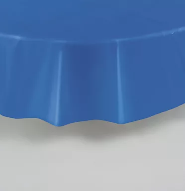 Photo du produit Nappe ronde en plastique bleue 213 cm