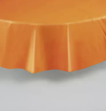 Photo du produit Nappe ronde orange en plastique 213 cm