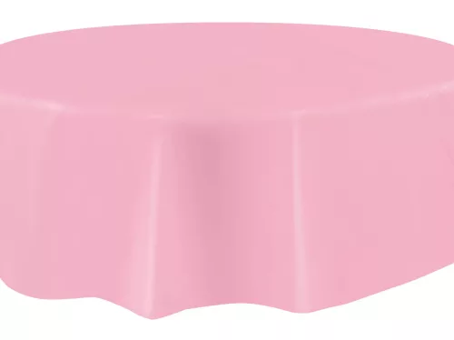 Photo du produit Nappe ronde en plastique rose clair 213 cm