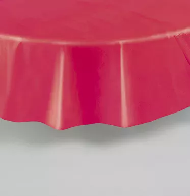 Photo du produit Nappe jetable ronde en plastique rouge 2m13