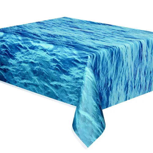 Photo du produit Nappe bleue en plastique vagues de l'océan 137 x 274 cm