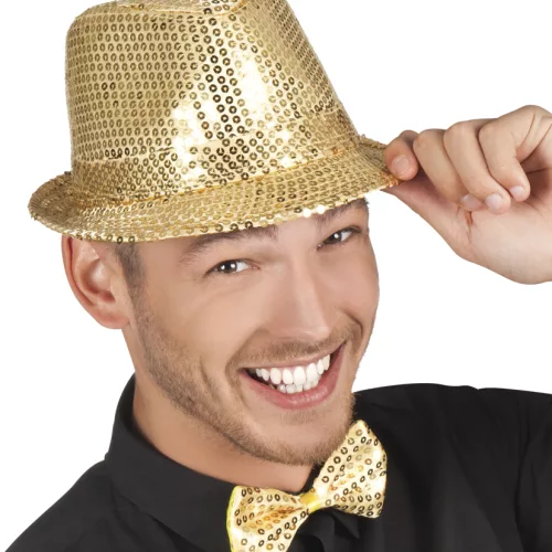 Photo du produit Noeud papillon doré avec sequins adulte