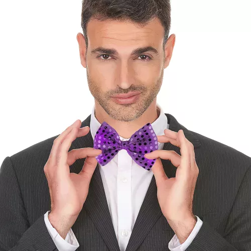 Photo du produit Noeud papillon violet avec sequins adulte