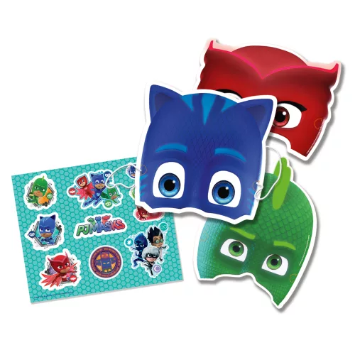 Photo du produit Lot 6 masques et stickers Pyjamasques enfants