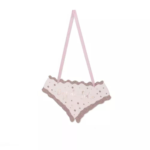 Photo du produit Pancarte culotte EVJF de folie rose gold paillettes 25 x 15 cm