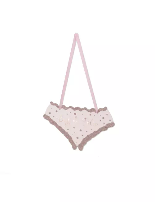 Photo du produit Pancarte culotte EVJF de folie rose gold paillettes 25 x 15 cm
