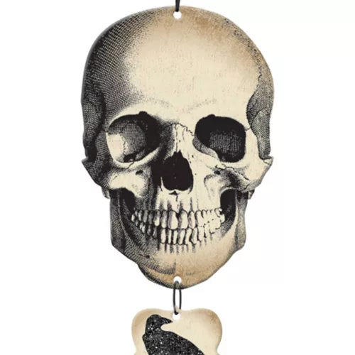 Photo du produit Panneau tête de mort et corbeau pailleté Halloween