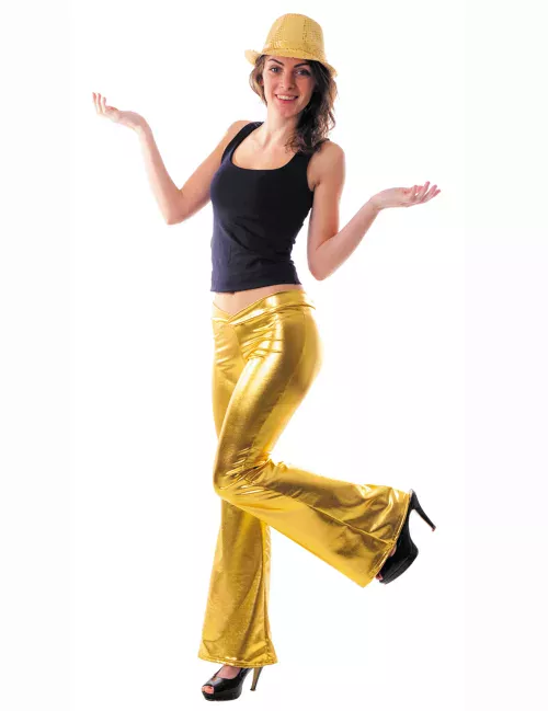 Photo du produit Pantalon disco holographique or femme