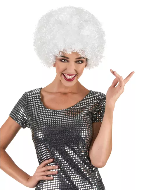 Photo du produit Perruque afro disco blanche confort adulte
