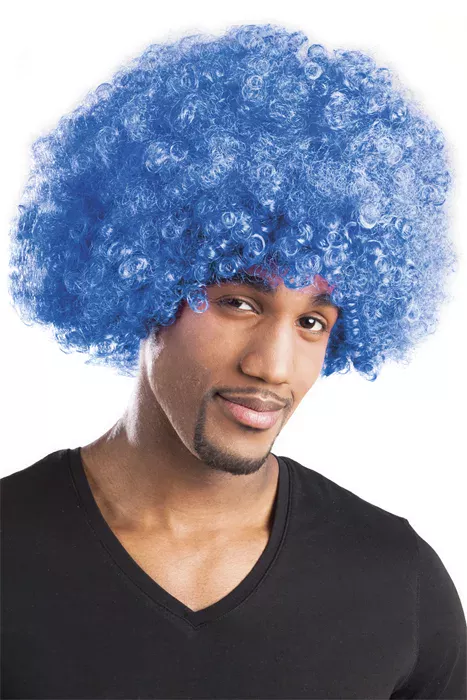 Photo du produit Perruque afro disco bleue volume adulte
