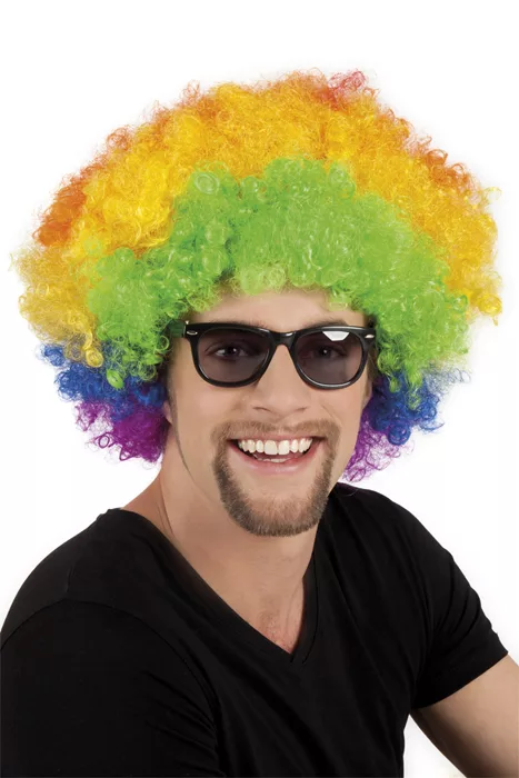 Photo du produit Perruque afro disco clown multicolore volume adulte