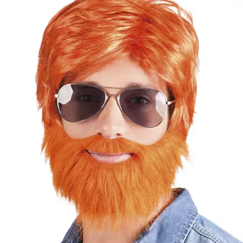 Photo du produit Perruque avec barbe et moustache rousse homme
