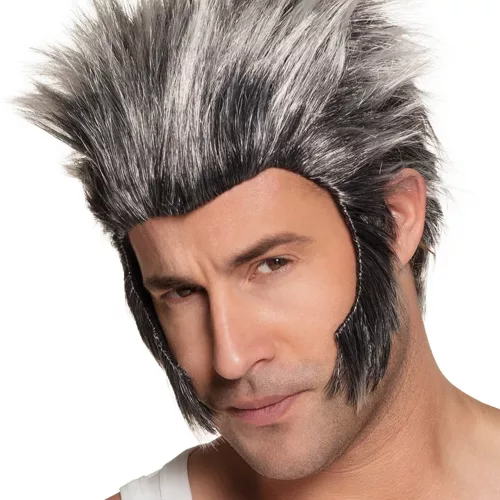 Photo du produit Perruque avec pattes loup-garou grise adulte