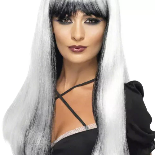 Photo du produit Perruque blanche et noire avec noeud noir femme