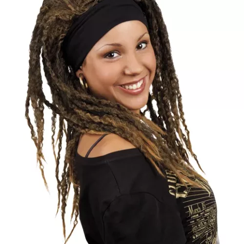 Photo du produit Perruque chatain rasta avec bandeau femme