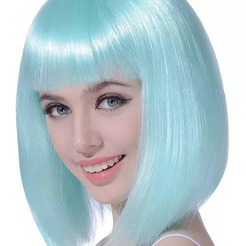 Photo du produit Perruque carré mi-long bleu ciel femme