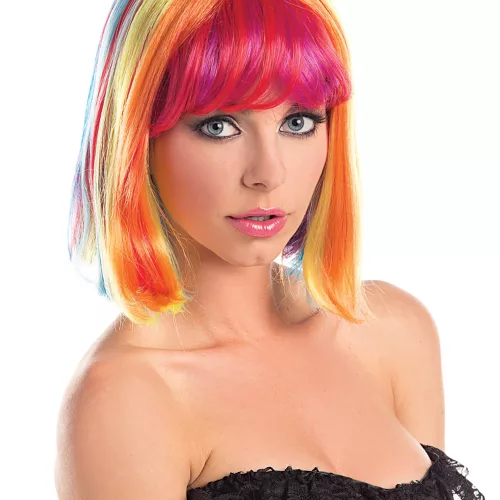 Photo du produit Perruque carré multicolore avec frange femme
