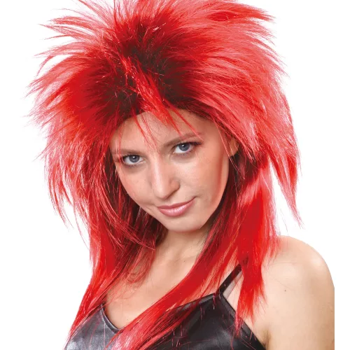 Photo du produit Perruque chanteuse de rock rouge et noire femme