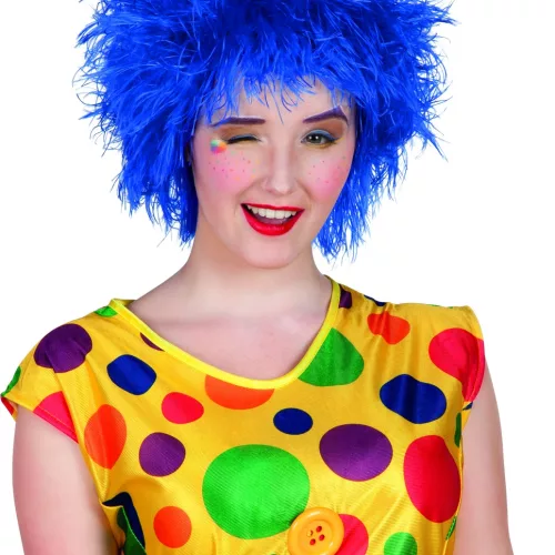 Photo du produit Perruque clown colorée bleue femme
