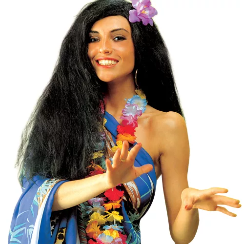 Photo du produit Perruque noire hawaïenne femme