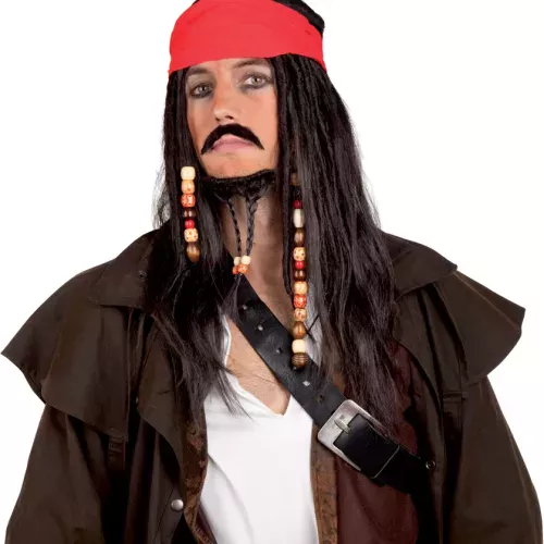 Photo du produit Perruque pirate avec bandana rouge homme