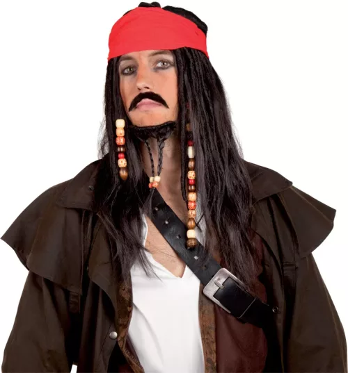 Photo du produit Perruque pirate avec bandana rouge homme